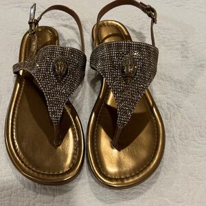 Kurt Geiger Gold and Brown Sandals Size 10